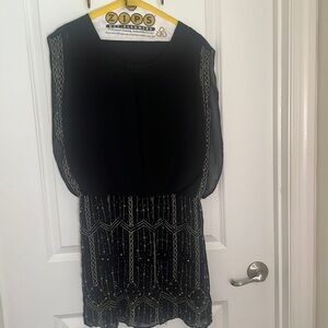 Size L Black bottom beaded midi dress sleeveless flower dress